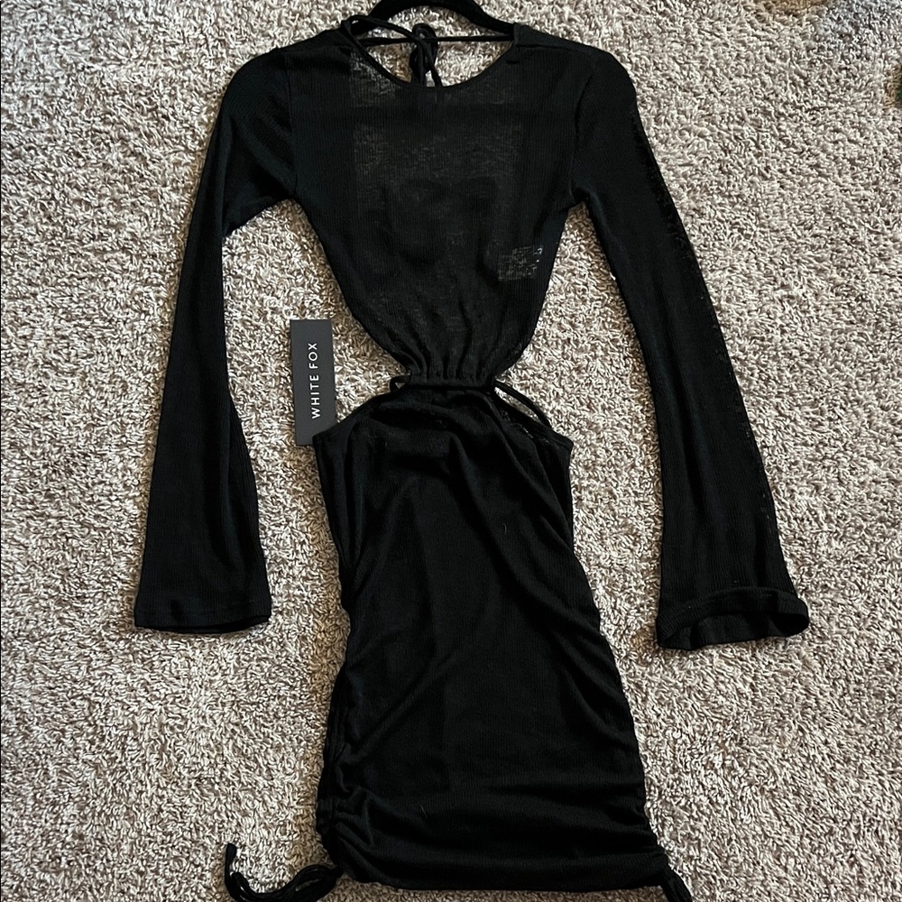 White Fox Boutique Black Long-Sleeve Cutout Bodycon Dress